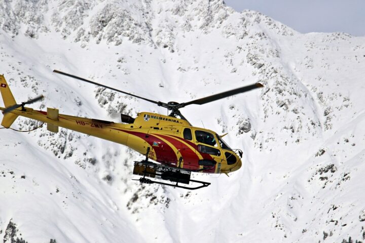 helicopter, mountains, snow