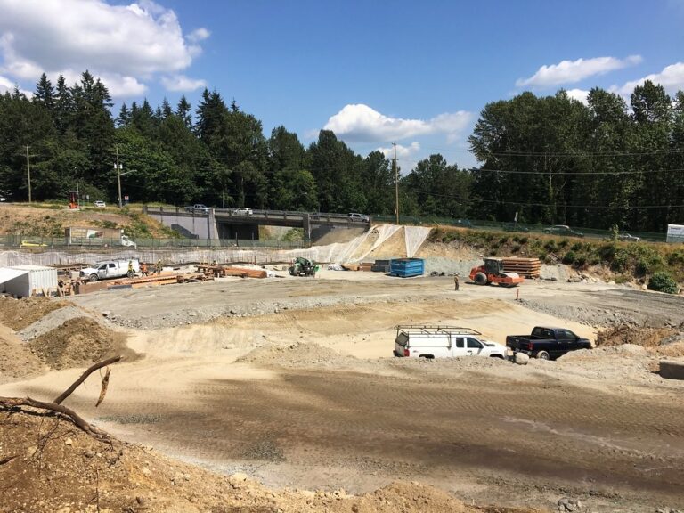 Starting construction of foundations for the new Mountain Highway Interchange south abutment Lower Lynn Project