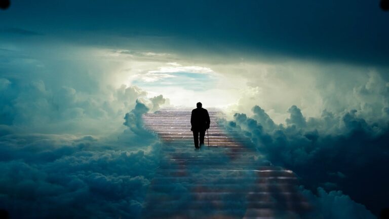 man, stairs, heaven, higher ground