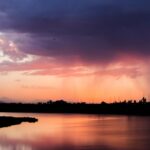 beginning to rain, wide angle photo of body of water under cloudy sky