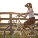 augmented reality, bicycle, girl, bike, child, cyclist, fence, fun, metaverse, outdoors, person, virtual reality, virtual reality glasses, virtual reality goggles, virtual reality headset, vr headset, augmented reality, augmented reality, bicycle, bike, virtual reality, virtual reality, virtual reality, virtual reality, virtual reality, vr headset